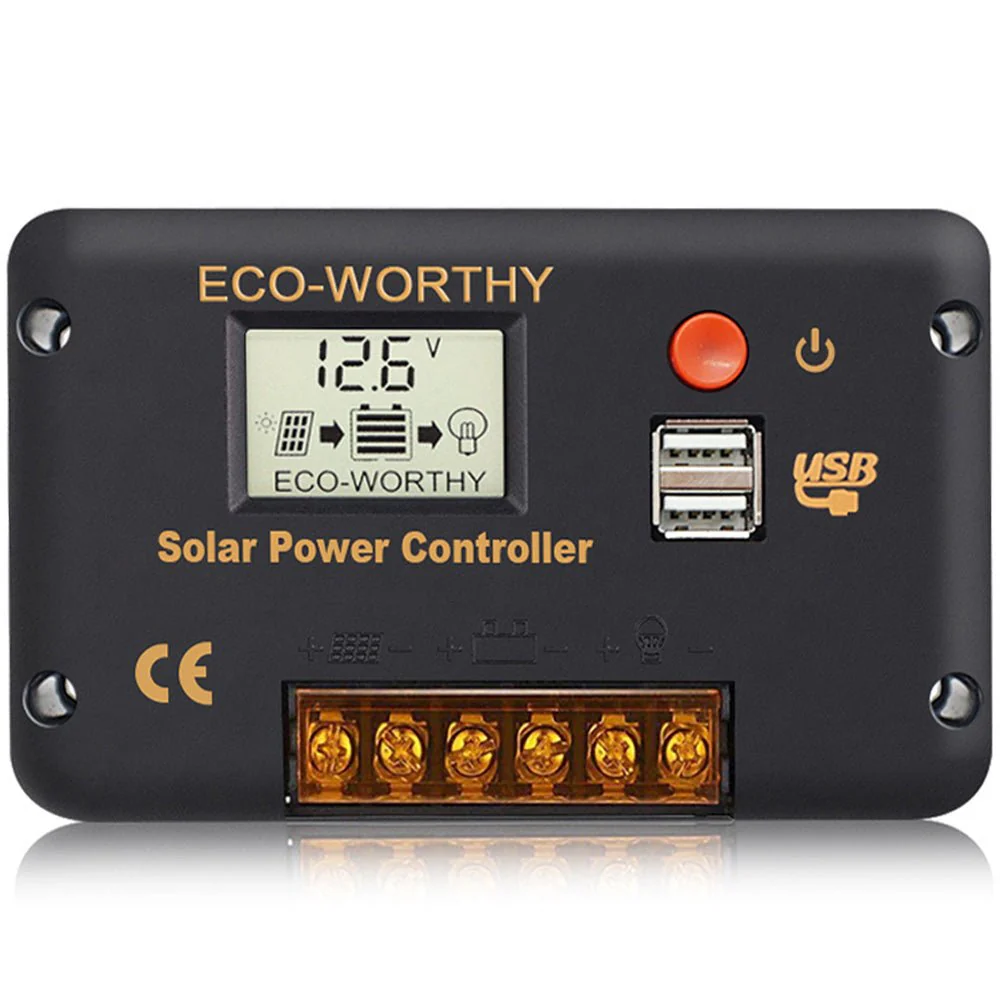 30A PWM LCD Display Solar Charge Controller Regulator with USB Port 12V/24V Autoswitch