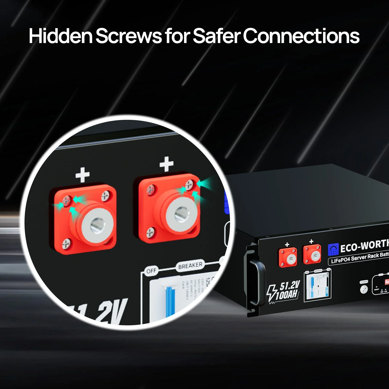 Eco-Worthy 48V 100Ah Server Rack Battery(6 Packs) | Bluetooth & WiFi | 10 Years Warranty | UL9540 | UL1973 | UL9540A | CEC Listed - Image 3